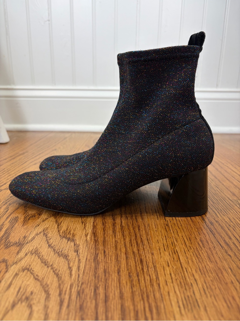 Zara Black Glitter Knit Ankle Boots - Picture 4 of 7
